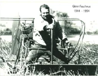 Archival photograph of Glenn Faucheux with an airboat
